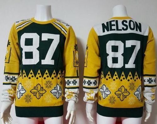 Nike Packers #87 Jordy Nelson Green/Yellow Men's Ugly Sweater